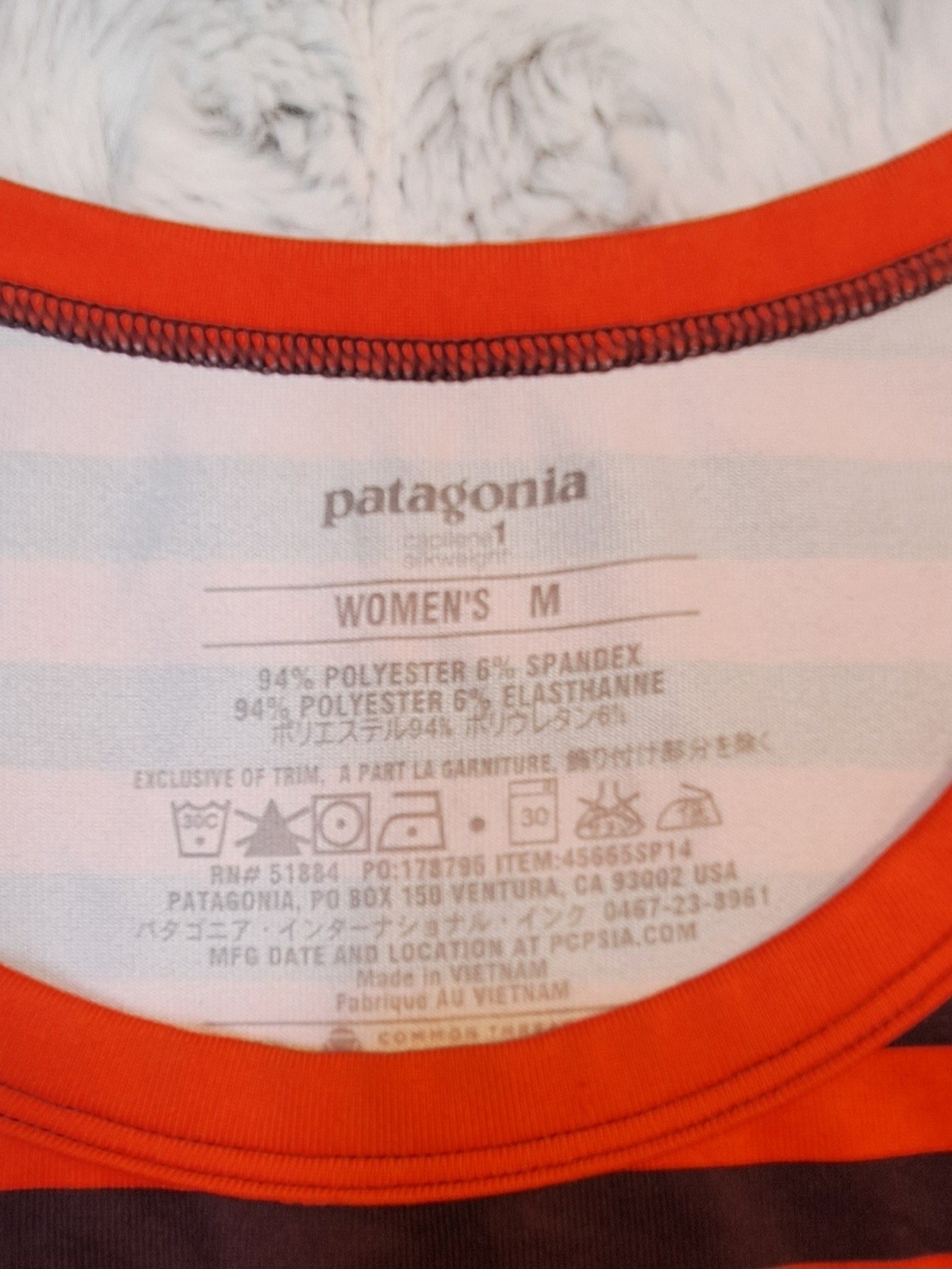 Patagonia Orange and Black Striped Women’s Tank Top - Picture 4 of 4